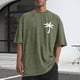 thumbnail image 1 of Tops para hombre, blusas y camisas de cuello redondo y manga corta para hombre, camisetas deportivas informales de color liso con cuello redondo y efecto desgastado, blusas de licra para hombre., 1 of 5
