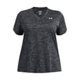 thumbnail image 1 of Camiseta Under Armour Tech Twist con cuello en V para mujer, 2 unidades, color blanco y negro, 1 of 2