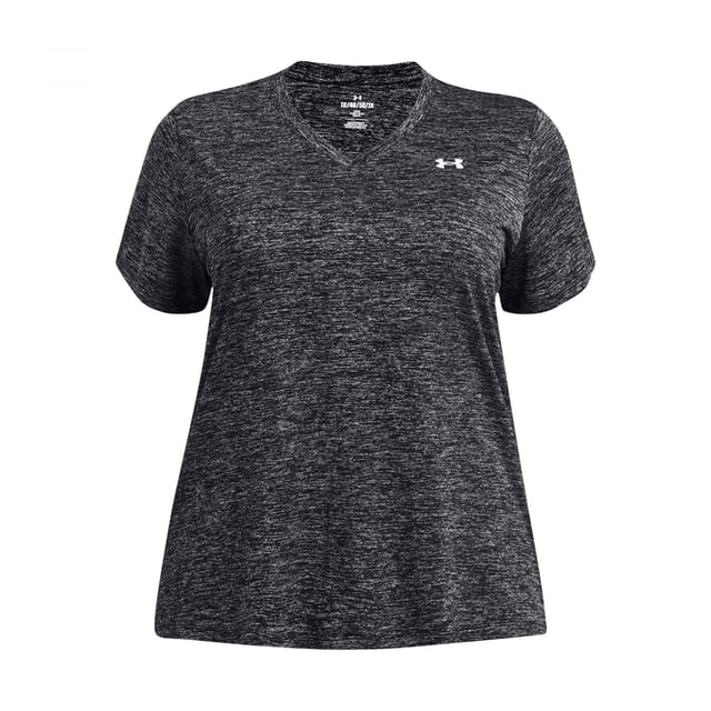 Camiseta Under Armour Tech Twist con cuello en V para mujer, 2 unidades, color blanco y negro
