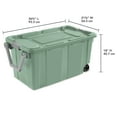 thumbnail image 3 of Sterilite Extra Large Wheeled Industrial Storage Bin, 40 Gallon Rugged Plastic Storage Tote with Latch Lid and Pull Handle, Light Green, 2 Pack, 3 of 9