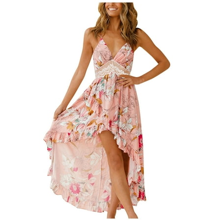 

Dresses for Women 2022 Bohemian Style Dresses Short Sleeve Floral Print Dress Black Dress Shoes Formal Wedding Guest Dress Long Summer Dress for Women Cotton Maxi Dress