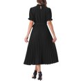 thumbnail image 3 of INSPIRE CHIC Vestido A-Line Plisado de Manga Corta con Cuello Volante Retro para Mujeres S Negro, 3 of 6