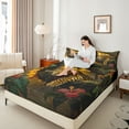 thumbnail image 4 of Feelyou Jungle Cheetah Leopard Twin Sheet Sets, Flower Leaves Bedding, 3 Pieces, 4 of 7