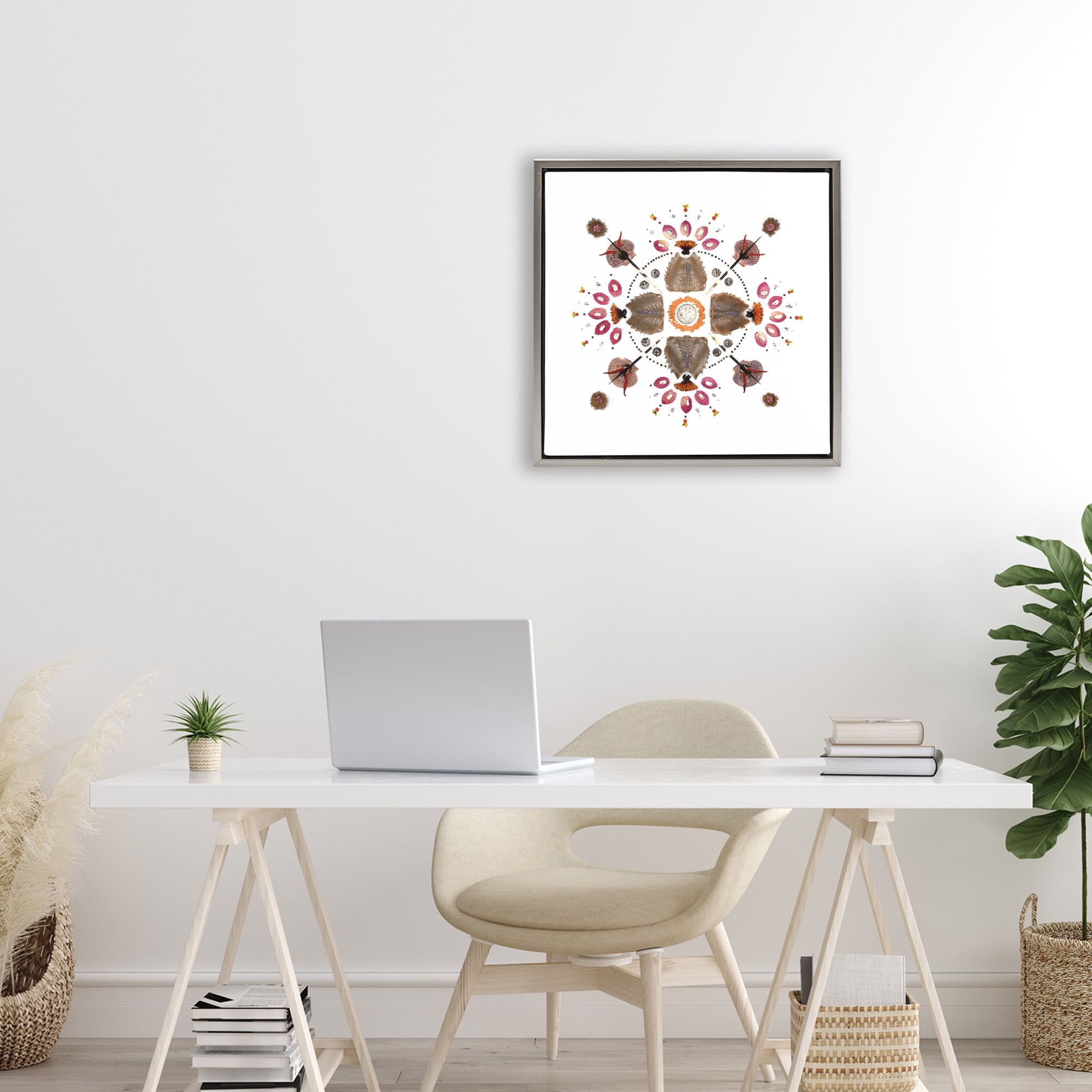Stupell Industries Symmetrical Nautical Collection Gray Framed Floater Canvas Wall Art, design by Beth Adoette