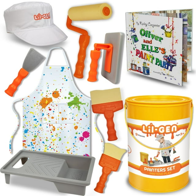Li’lGen Pretend Play Painter Set with Book 11 Piece Toddler Toys
