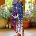 thumbnail image 2 of HEILAU Linen Pants for Women American Flag Independence Day 4th Of July Wide Leg Patriotic Elastic Waist Red White And Blue With Pockets Pants, 2 of 5