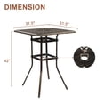 thumbnail image 5 of IVV Cast Aluminum Outdoor Patio Bar Tables, Outdoor Frosted Surface 31.5" Square Bar Height Bistro Table - 42" Pub Height (Brown), 5 of 9