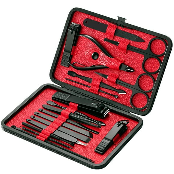 Black Stainless Steel Manicure Tool Beauty Set 18Pcs Set Nail Clipper Nail Clipper Manicure Manicure Set