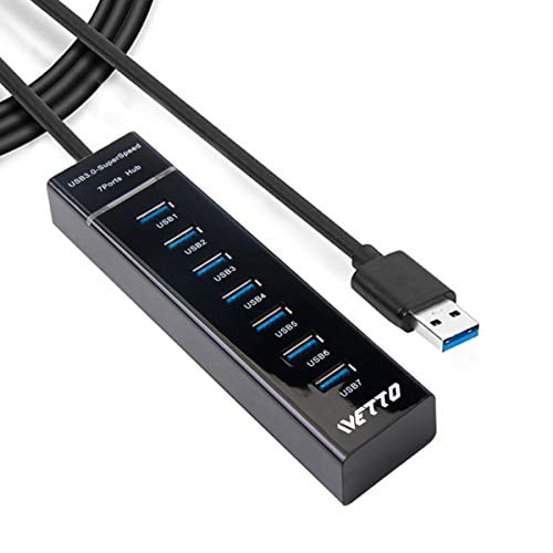 7-Port USB 3.0 Hub - Data Hub USB Splitter with Long Cable 38-inch for Laptop, PC, MacBook, Mac Pro, Mac Mini, iMac, Surface Pro and More USB -