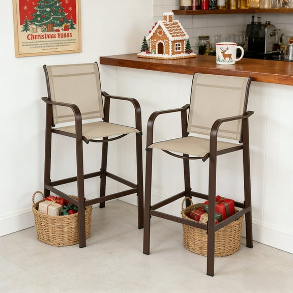 UBesGoo Patio Swivel Bar Stools Set of 2, Outdoor Bar Height Patio Stools & Bar Chairs