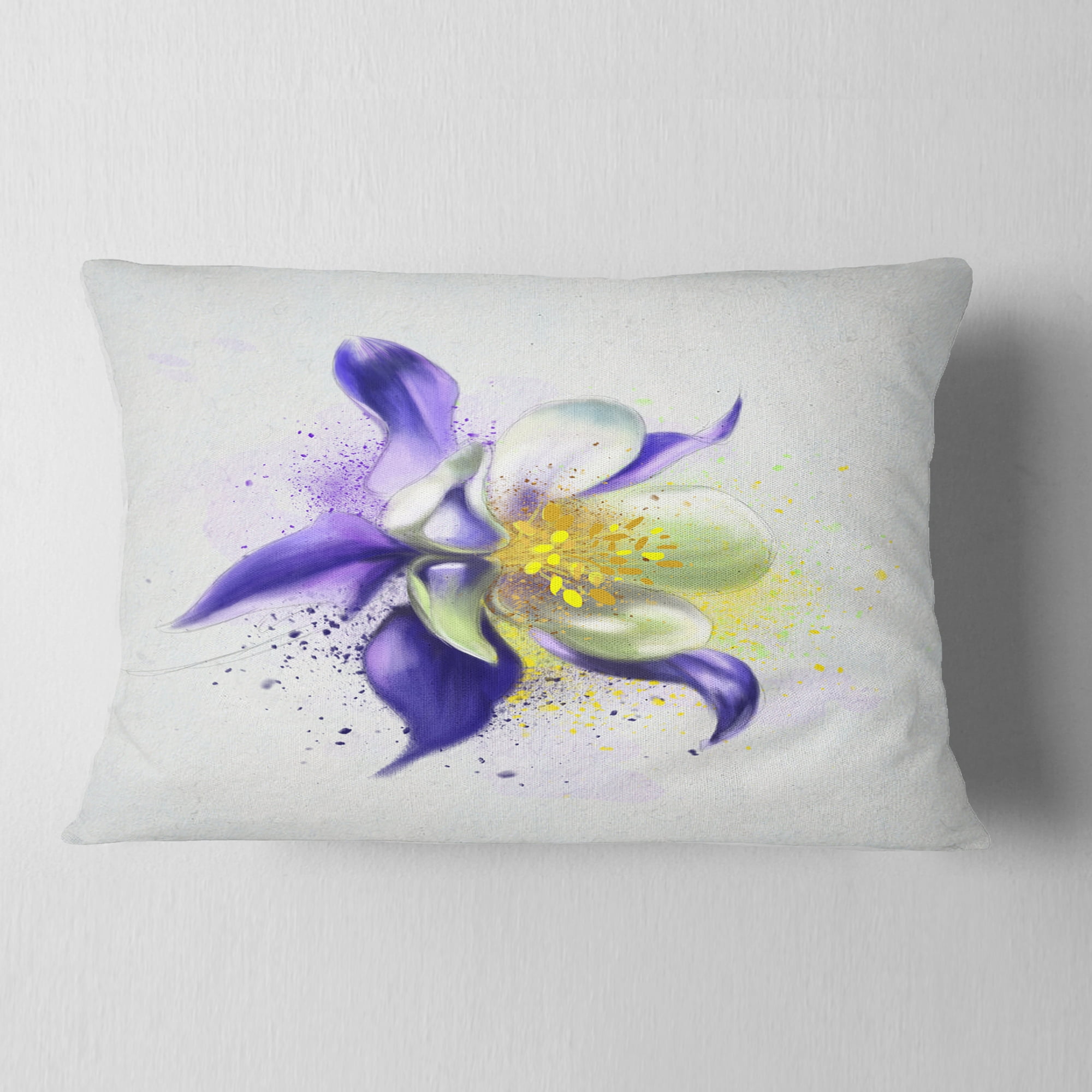 Designart Purple Flower with White Petals - Floral Throw Pillow - 12x20