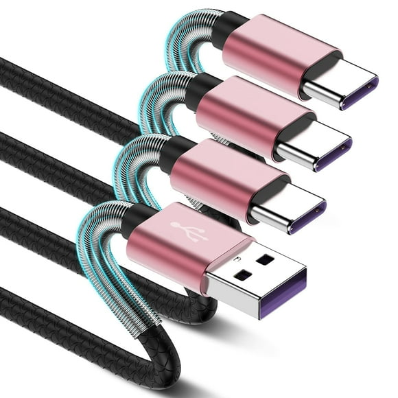 [3Pack 3ft] Compatible with Samsung Galaxy S9 S10 S8 Plus Charger Cord(3A Fast Charging), TPE USB C Type Charger Cable,USB A to Type C Replacement for Samsung A32/A12/A10e/A20/A51/Note 20/9/8,LG-Pink