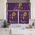 thumbnail image 4 of 3 Piece Kitchen Curtains and Valances Set Purple Sunshine Sunflower Cafe Curtains 24 Inch Length Pastoral Bees Farmhouse Floral Valance & Tier Curtain for Living Room Bedroom Window 54"x18"+27"x24"*2, 4 of 6