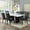 Black Chairs, variant on Steve Silver Company Camila Rectangle 7-Pcs Dining Set, Modern, White Marble, Blue Velvet