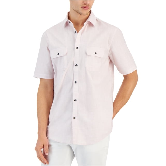 Alfani Mens Warren Button Up Shirt, ltpaspink, S Neck