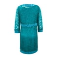 thumbnail image 3 of YDDIAN Elegant Mother of The Bride Dresses Midi Length 2 Piece with Sleeves Chiffon Lace Wedding Guest Groom Mother Gown Blue L, 3 of 6