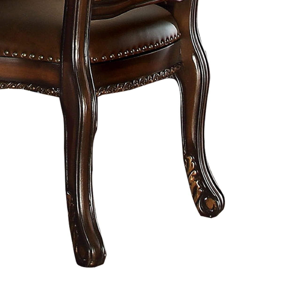ACME Vendome Faux Leather Tufted Dining Side Chair in Cherry Set of 2
