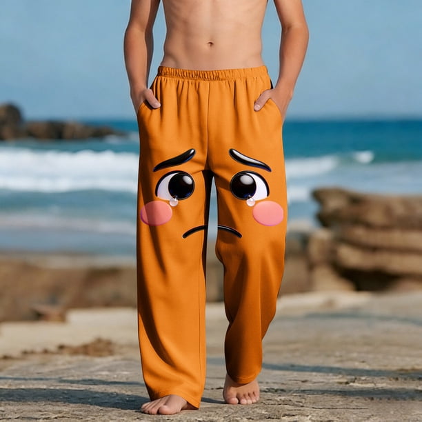 Pantalones largos para niños y niñas, de moda, estampados, casuales, de playa, con bolsillos.