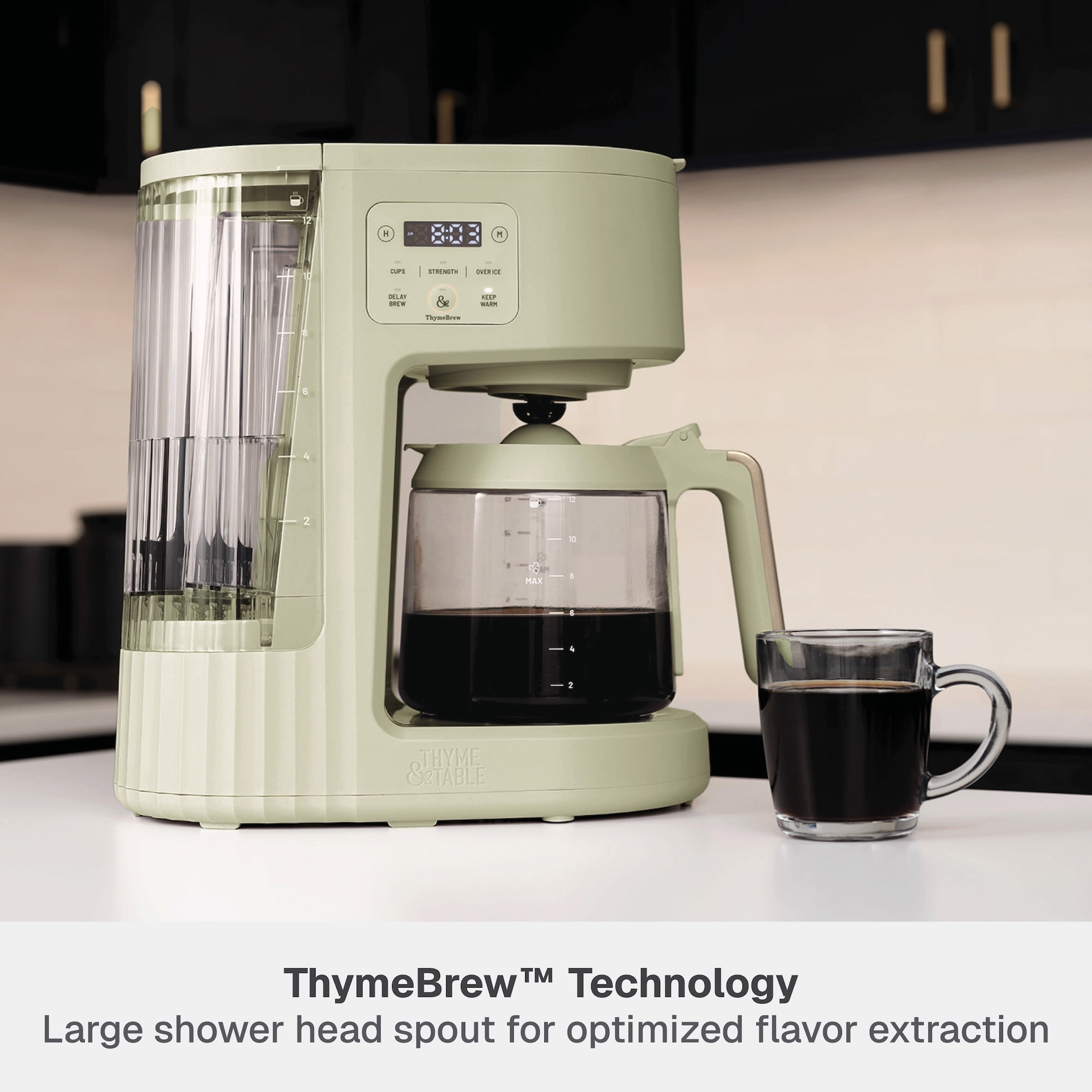 Thyme & Table 12-Cup Programmable Drip Coffee Maker with 60oz Water Reservoir, 4 Brew Modes, and Warming Plate, Eucalyptus Green