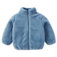 thumbnail image 3 of Povozer Toddler Kids Polar Fleece Warm Jacket Baby Boys Girls Autumn Winter Zip-up Lightweight Long Sleeve Jacket(Navy,6-12 Months), 3 of 3