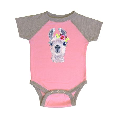 

Inktastic Cute Llama with Flower Gift Baby Boy or Baby Girl Bodysuit