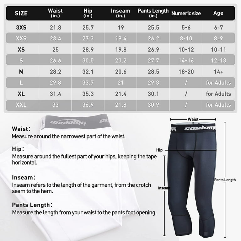 Coolomg Boys Compression Pants Youth Basketball Tights Leggings