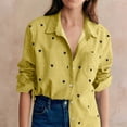 thumbnail image 5 of Giftesty Button up Shirts for Women Long Sleeve Dress Shirt with Pocket and Heart Print Casual Loose Blouses Tops, 5 of 7