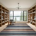 thumbnail image 2 of ODIKA 9'x12' Washable Area Rug Non-Shedding, Easy Care Rag Chindi Knit Striped Boho Vintage Stripe Bands Multi Banded for Master Suite, California King, Under Bed, 2 of 7