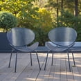thumbnail image 2 of Tcbosik 2 Pack Armless Patio Chair, Metal Side Chair, Lounge Chair for Balcony, Deck, Garden, Patio, Easy Assembly, Navy, 2 of 10