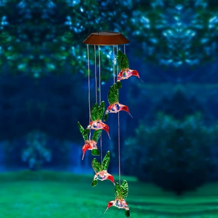 Evergreen Flag Garden Hummingbird Painted Solar Mobile Wind Chime Evergreen Flag Garden Hummingbird Painted Solar Mobile Wind Chime