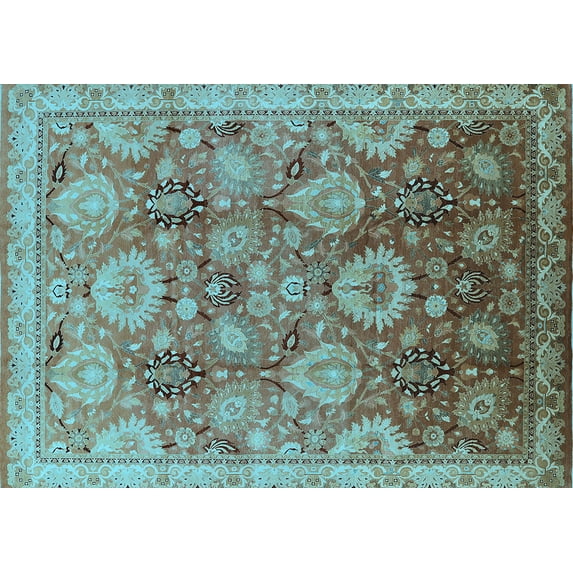 Ahgly Company Indoor Rectangle Oriental Light Blue Industrial Area Rugs, 7' x 9'