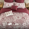 thumbnail image 3 of Regency Heights 8-Piece Comforter Set Reversible Floral Bedding with Bed Skirt and Decor Pillows,King,Red, 3 of 7