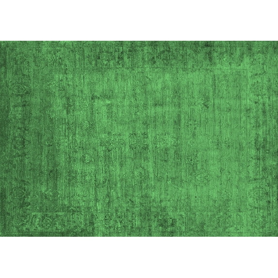 Ahgly Company Indoor Rectangle Oriental Emerald Green Industrial Area Rugs, 7' x 9'
