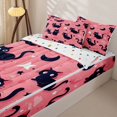 thumbnail image 3 of jejeloiu Black Cat Pink Zipper Twin Comforter Sets with Fitted Sheet and 2 Pillowcases Kids,Night Sky Pet Kitten Pattern Zipper Bedding Set For Girls,Reversible,4 Pieces, 3 of 7