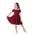 thumbnail image 7 of Girls Dresses Kids Toddler Baby Spring Summer Solid Color Short Sleeve Dress Party Princess Dress Size 7 Y-8 Y, 7 of 7