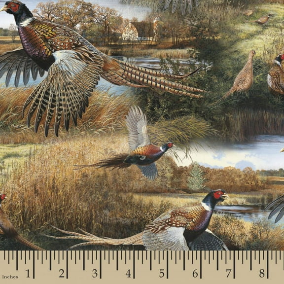 Pheasant Feathered Run Cotton Fabric