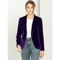 thumbnail image 2 of Abrigo De Oficina Para Mujer Chaqueta De Terciopelo Con Botones Y Cuello Chal Sólido Morado oscuro XL, 2 of 7