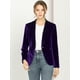 thumbnail image 2 of Abrigo De Oficina Para Mujer Chaqueta De Terciopelo Con Botones Y Cuello Chal Sólido Morado oscuro XL, 2 of 7