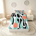 thumbnail image 4 of Manfei Minimalism Abstract Twin Sheets, Teal Orange Aesthetic Bedding, Colorful Stars Reversible 3pcs1 Flat Sheet + 1 Fitted Sheet + 1 Pillowcase, 4 of 6