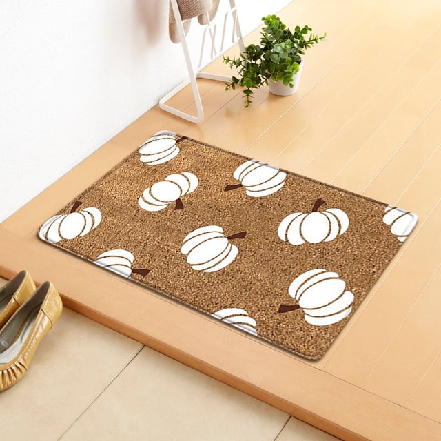 Polyester Door Mat Portable Rectangular Festival Replacing Bathroom Toilet Halloween Thanksgiving Pumpkin Pattern Household Bathroom Floor Rug Doormat Type 2