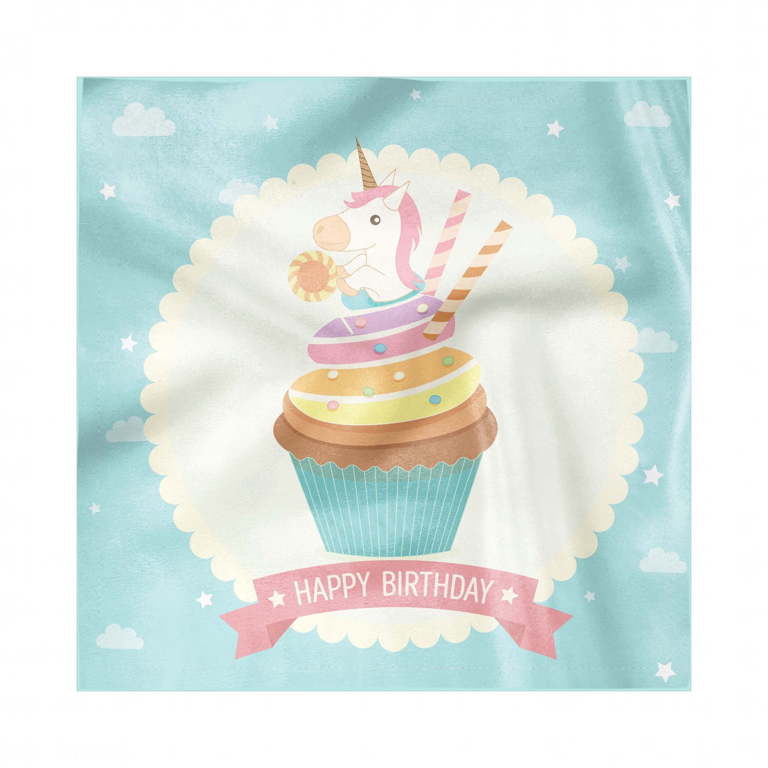 Unicorn Party Decorative Napkins Set of 4, Fairy Tale Character Sitting