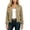 Khaki, variant on TEAJOPSUU Women's Waffle Bomber Jackets Zip Up V Neck Jackets with Pockets Relaxed Fit Casual Solid Fall Winter Jackets Outerwear Black
