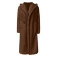 thumbnail image 5 of Women's Winter Plus Size Trench Coat Long Sleeve Plush Coat Color: Coffee Size: XXL, 5 of 5
