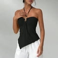 thumbnail image 3 of Pounoo Womens Asymmetric Tank Tops Fitted Thin Strap Ruched Detail Bodycon Fit Modern Streetwear Camisoles Gift, 3 of 6