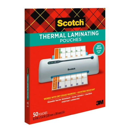 UPC: 0638060926734 | Scotch™ Dry Erase Thermal Laminating Pouches TP3854-50DE  8-15/16  x 11-2/5   Clear  Pack of 50 Laminating Sheets