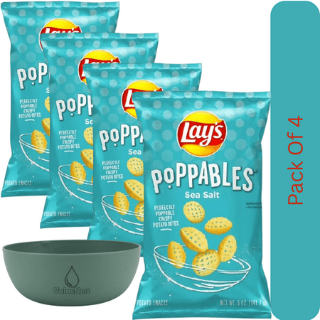Lay's Poppables Crispy Potato Snacks Sea Salt, 5 oz Bag With Olive Green Bowl By ValueNest