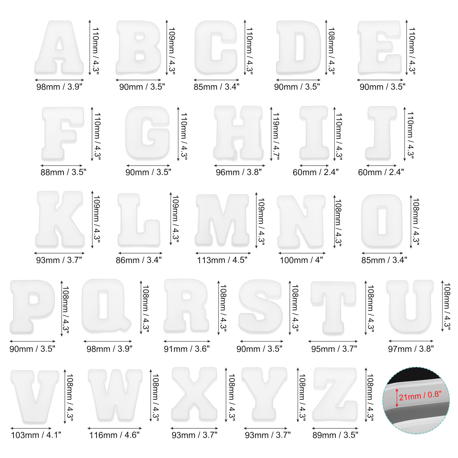 26packs 4" Letter Resin Molding Set Capital Alphabet Silicone Mould for DIY Crafts, Party Decoration
