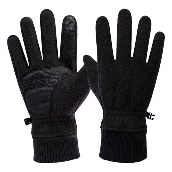 Btomtd Fleece Lined Thick Gloves for Men and Women in Winter, Windproof Outdoor Gloves Constructed with Warm Diving Cloth and Velvet Layers, Black
