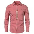thumbnail image 3 of Mens Long Sleeve Button Down Shirts Men Casual Plaid Shirt Breathable Long Sleeve Button Down Shirt Men Dress Shirt Red L, 3 of 3