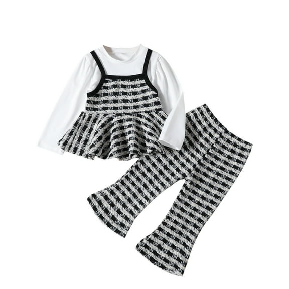 LUOGENLI Little Girl Outfits 7/8 Summer Autumn Sweet Girl Fashion Long Sleeve Coat Flared Trousers Children's Suit Back to School Outfits for Girls 4Th Grade 14-16 3-4 Years